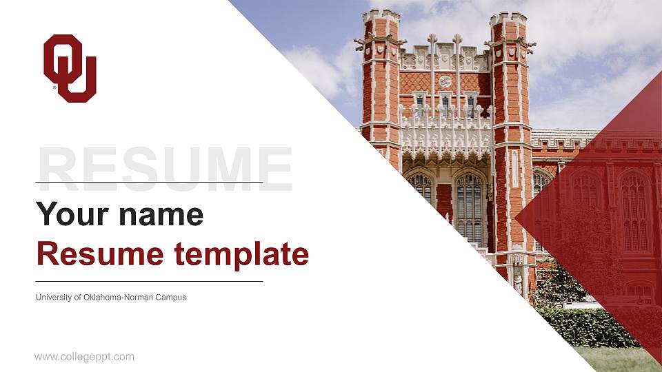 University of Oklahoma-Norman Campus Resume PPT Template16:9 ratio PPT effect preview image