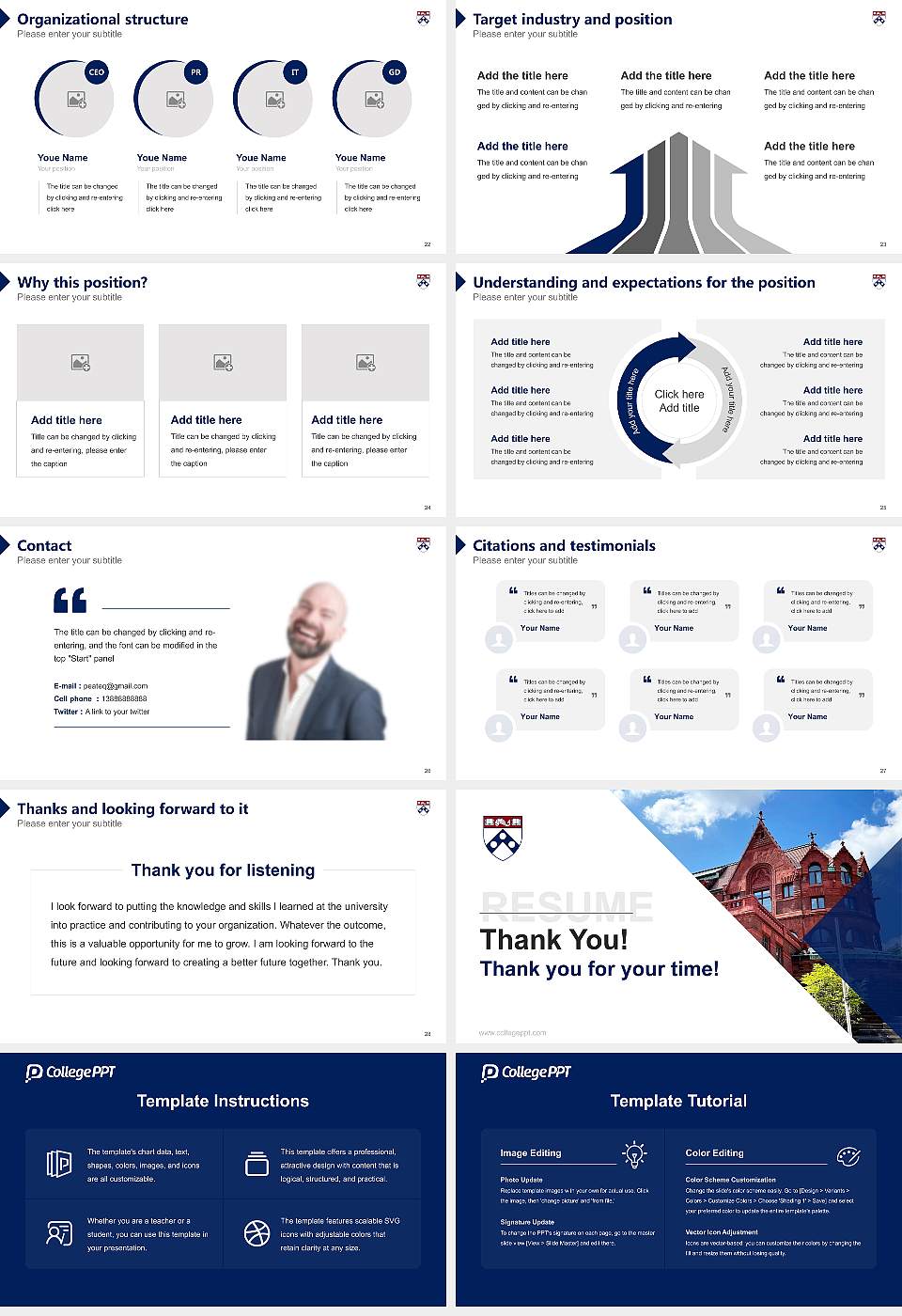 University of Pennsylvania Resume PPT Template16:9 ratio PPT effect preview image4