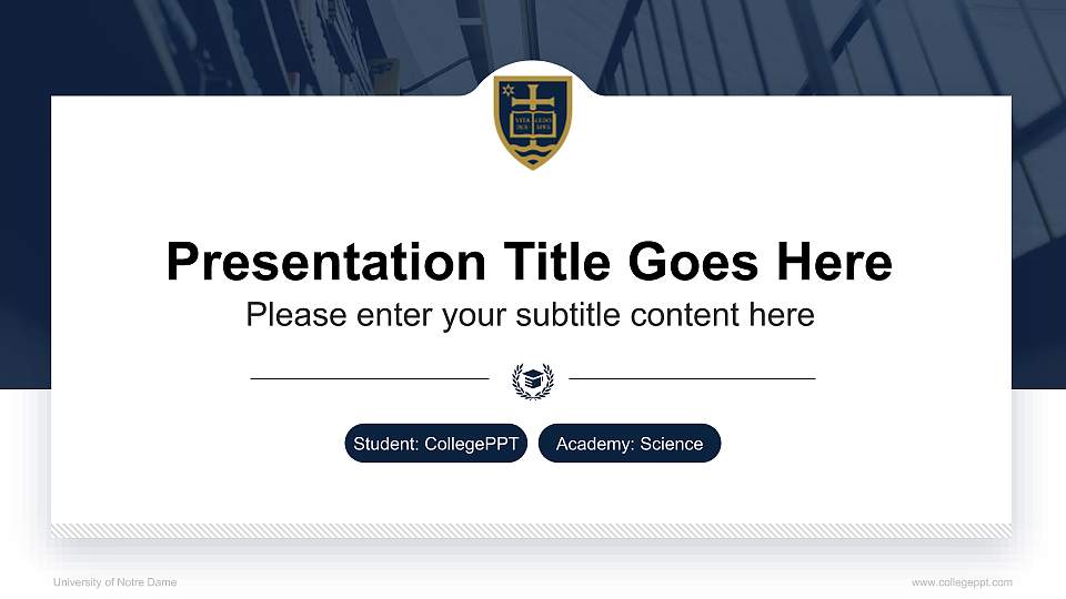 University of Notre Dame National Scholarship Defense PPT Template16:9 ratio PPT effect preview image