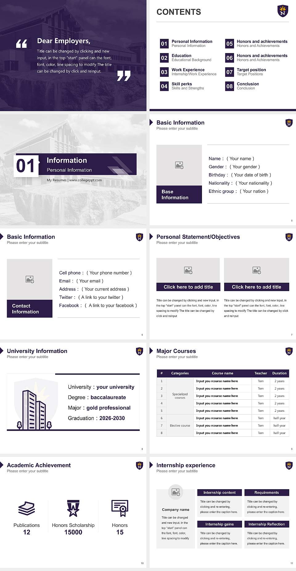 University of Northwestern-St Paul Resume PPT Template4:3 ratio PPT effect preview image2