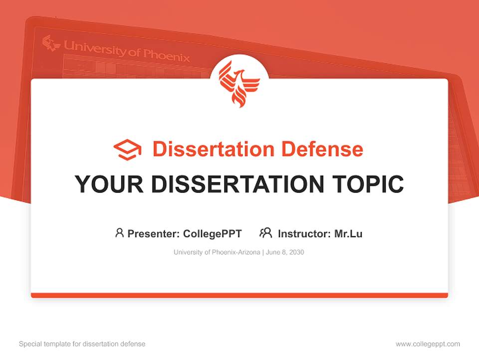 University of Phoenix-Arizona Graduation Thesis Defense PPT Template4:3 ratio PPT effect preview image7