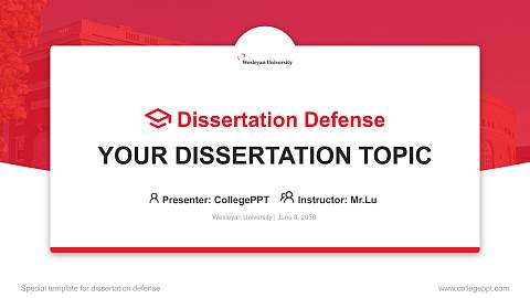 Wesleyan University Graduation Thesis Defense PPT Template