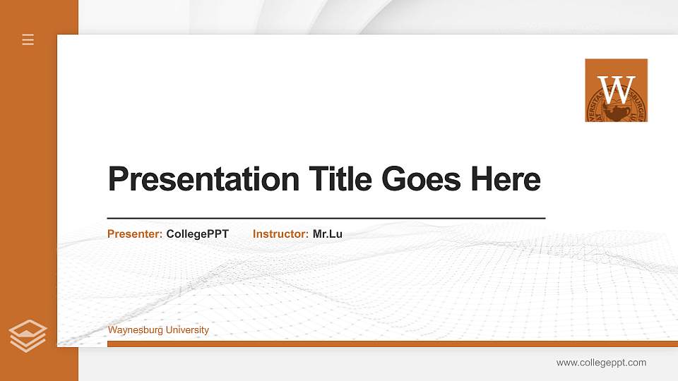 Waynesburg University Thesis Proposal/Graduation Defense PPT Template16:9 ratio PPT effect preview image