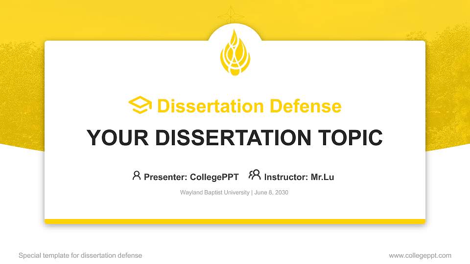 Wayland Baptist University Graduation Thesis Defense PPT Template16:9 ratio PPT effect preview image