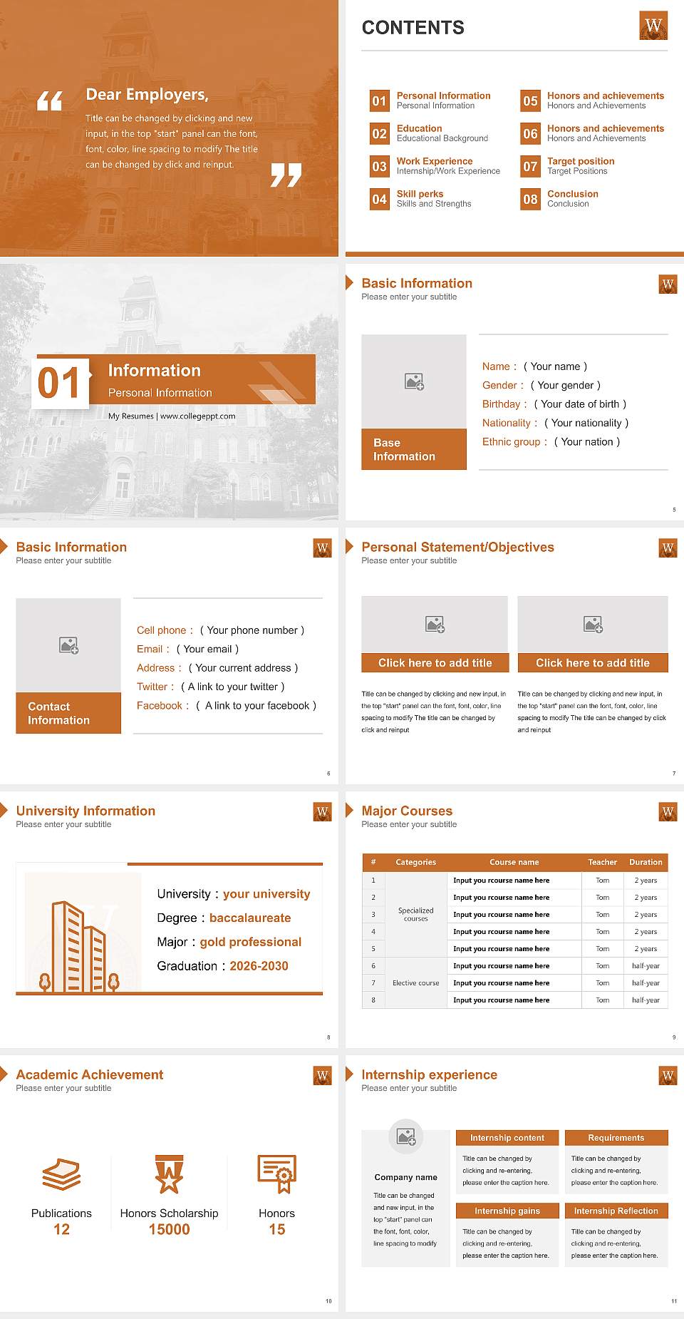Waynesburg University Resume PPT Template4:3 ratio PPT effect preview image2