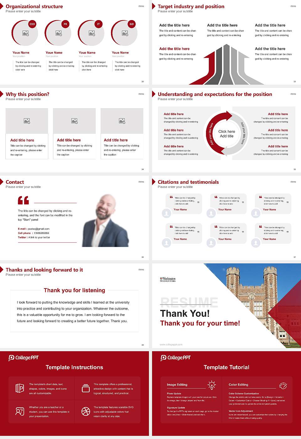 Washington University in St Louis Resume PPT Template16:9 ratio PPT effect preview image4