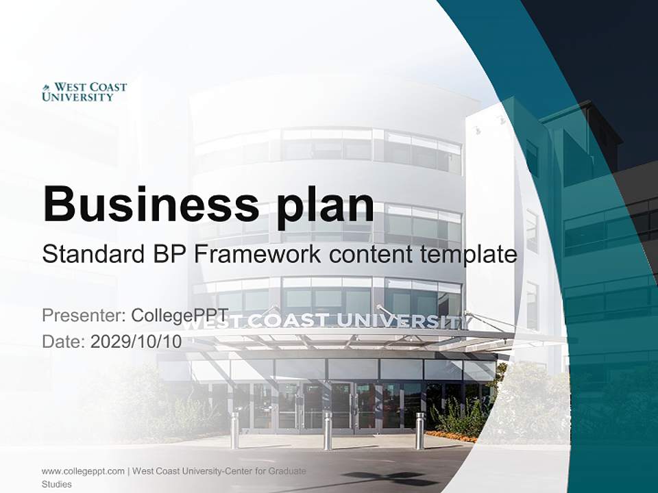 West Coast University-Center for Graduate Studies Competition/Entrepreneurship Contest PPT Template4:3 ratio PPT effect preview image9