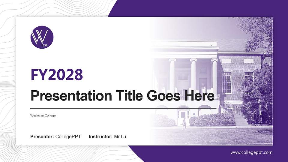 Wesleyan College Academic Presentation/Research Findings Report PPT Template16:9 ratio PPT effect preview image