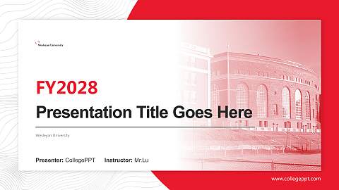 Wesleyan University Academic Presentation/Research Findings Report PPT Template