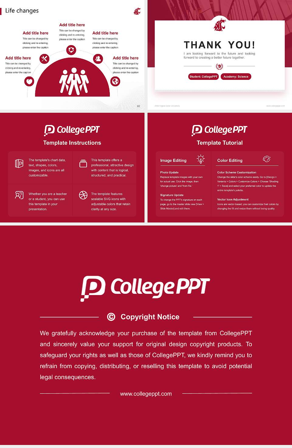 Washington State University National Scholarship Defense PPT Template4:3 ratio PPT effect preview image4