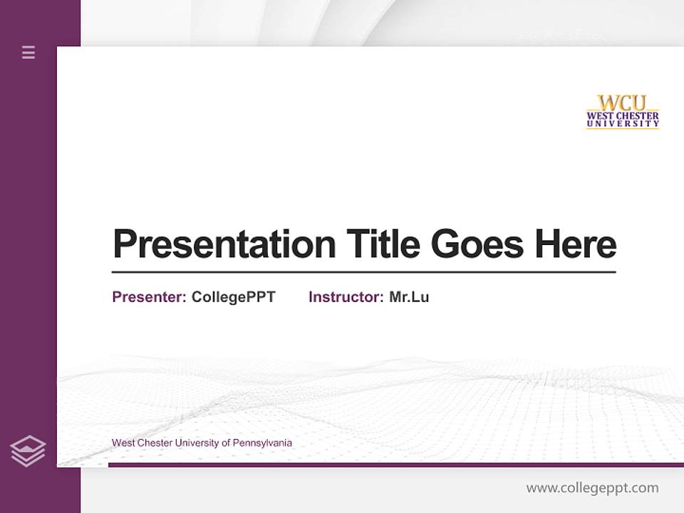 West Chester University of Pennsylvania Thesis Proposal/Graduation Defense PPT Template4:3 ratio PPT effect preview image5