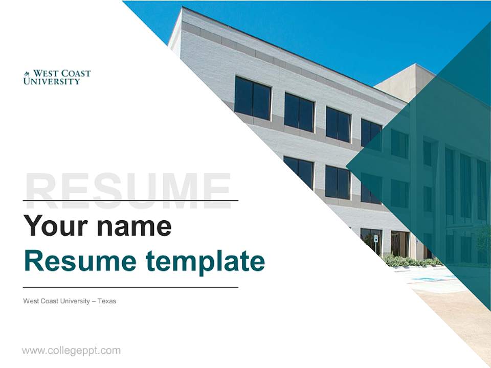 West Coast University – Texas Resume PPT Template4:3 ratio PPT effect preview image5