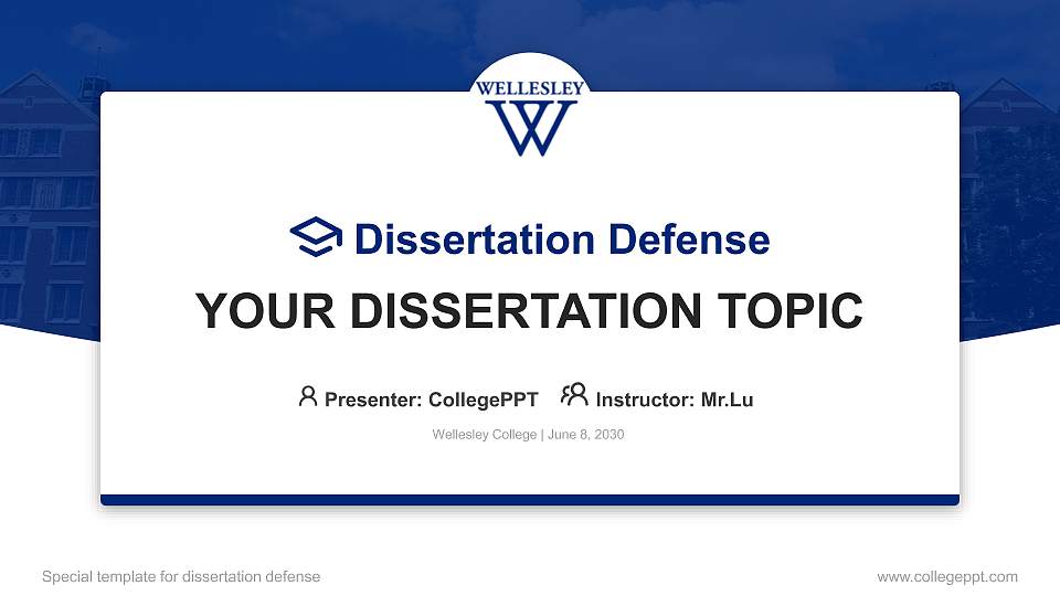 Wellesley College Graduation Thesis Defense PPT Template16:9 ratio PPT effect preview image