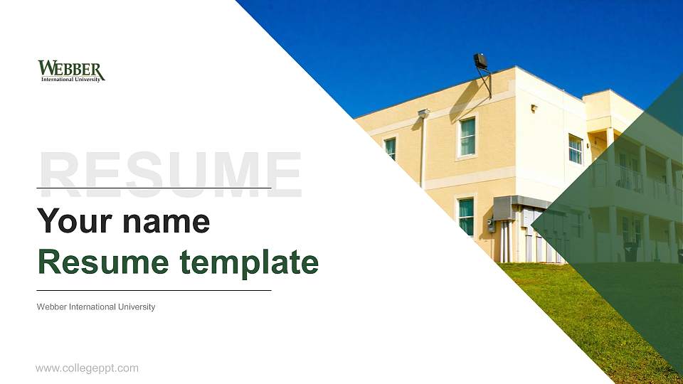 Webber International University Resume PPT Template16:9 ratio PPT effect preview image