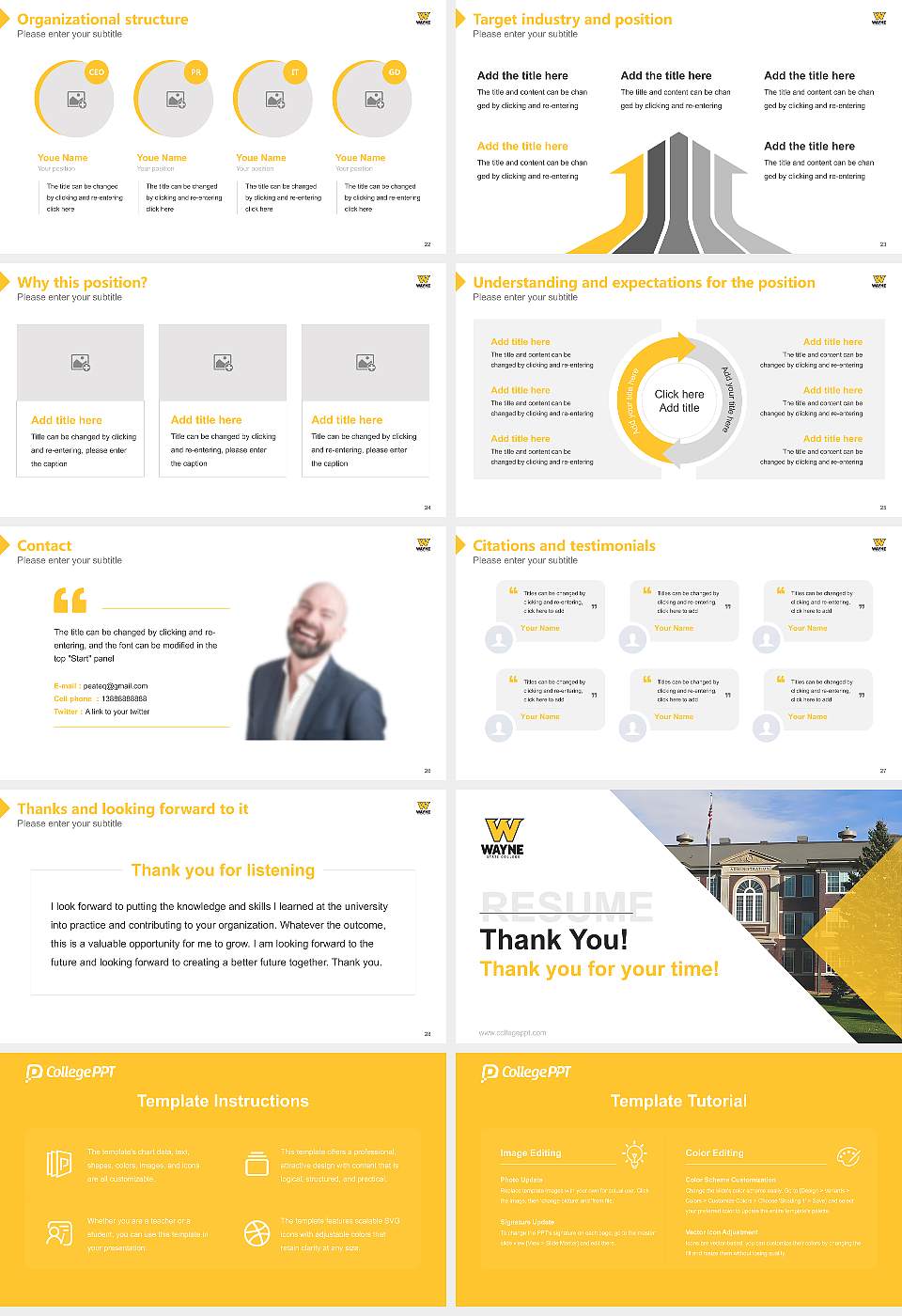 Wayne State College Resume PPT Template16:9 ratio PPT effect preview image4