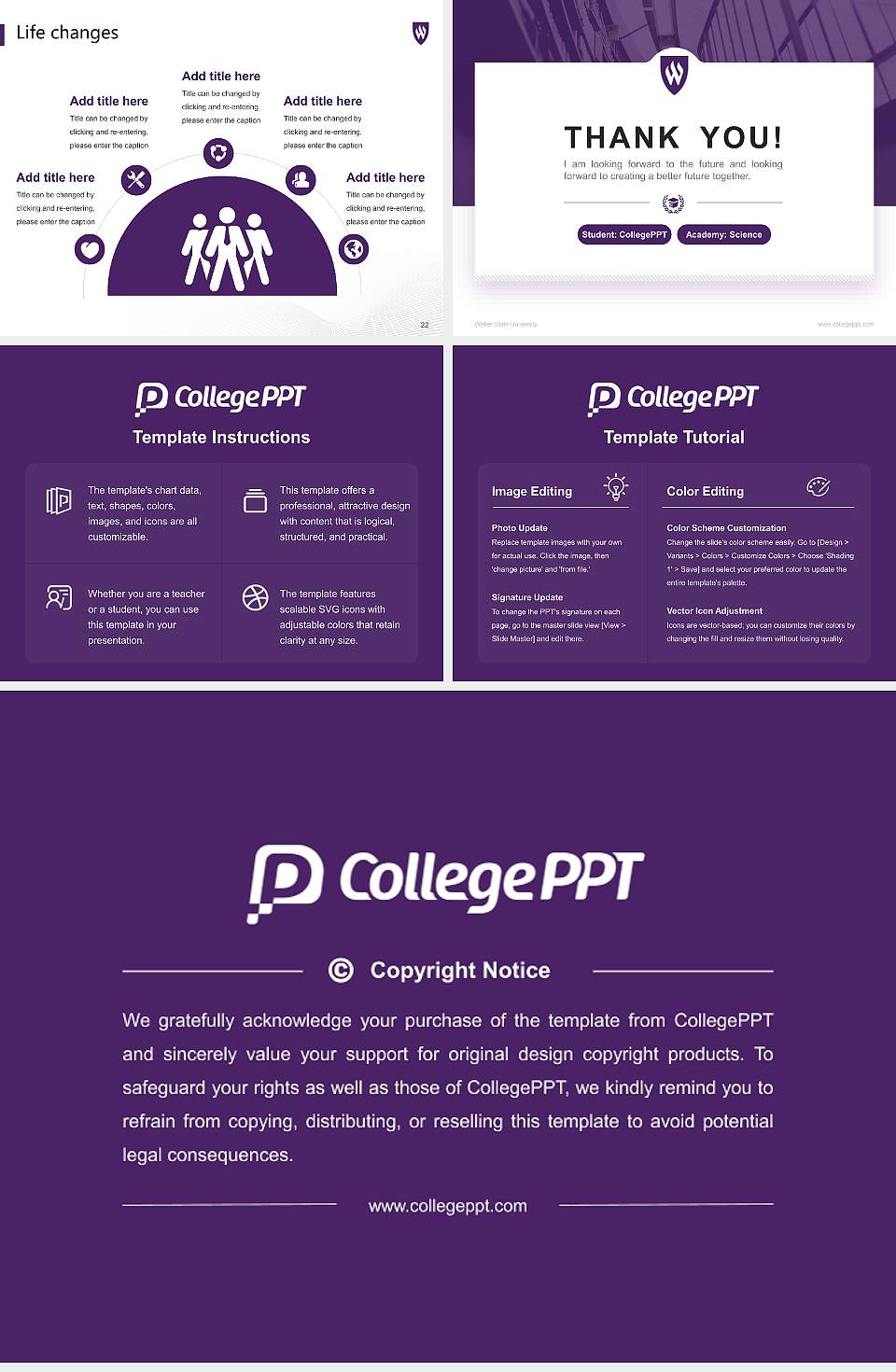 Weber State University National Scholarship Defense PPT Template4:3 ratio PPT effect preview image4