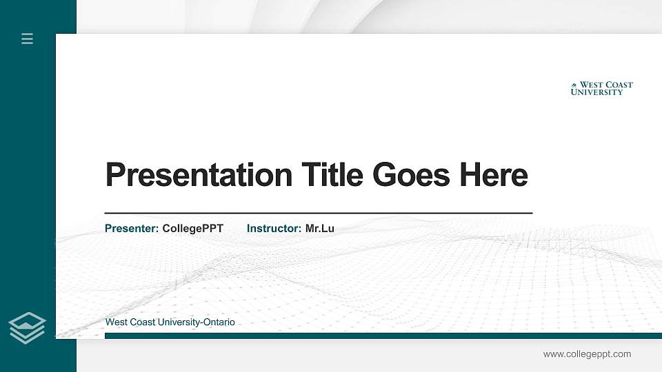 West Coast University-Ontario Thesis Proposal/Graduation Defense PPT Template16:9 ratio PPT effect preview image