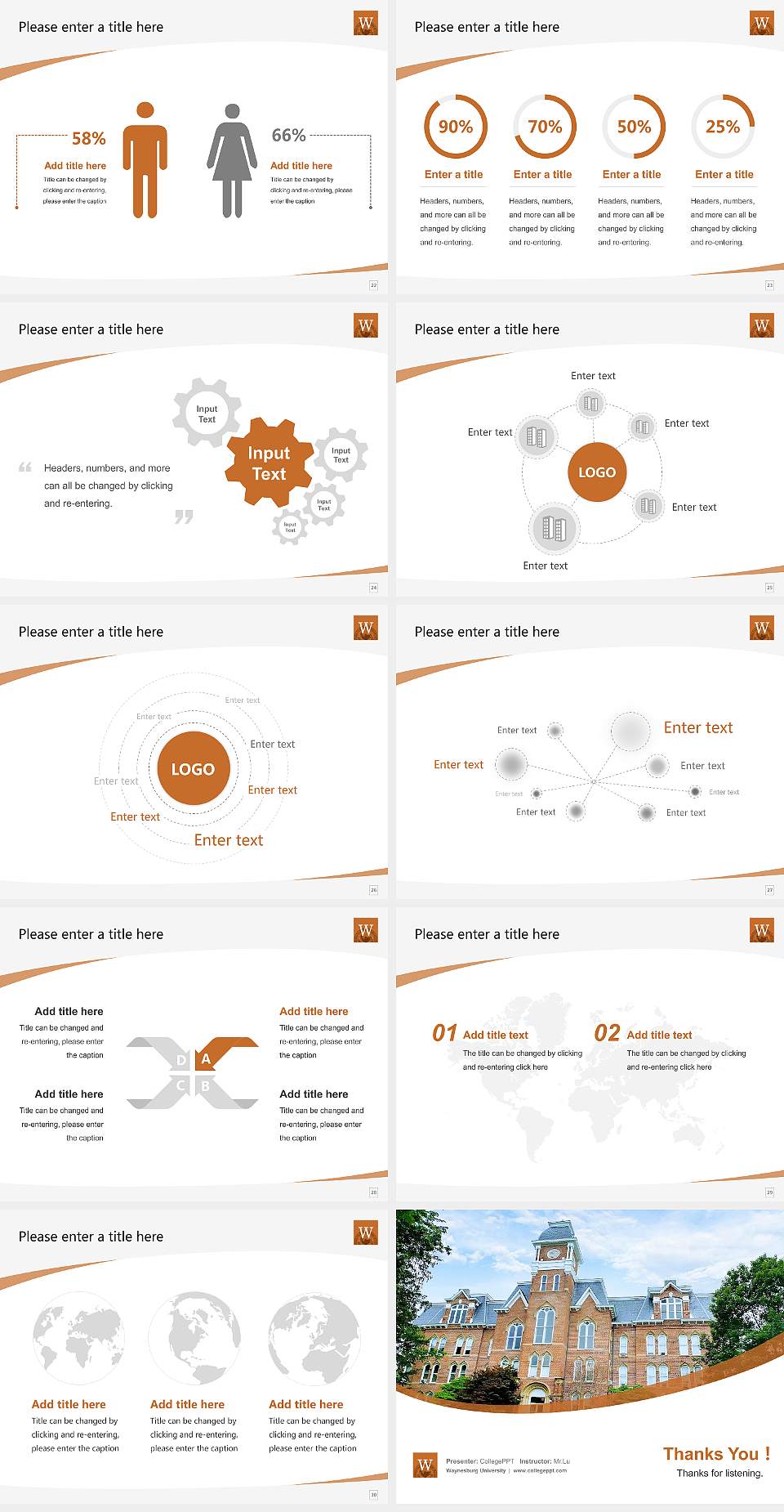 Waynesburg University Course/Courseware Creation PPT Template4:3 ratio PPT effect preview image4