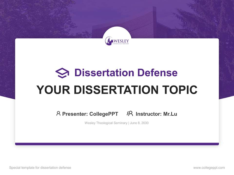 Wesley Theological Seminary Graduation Thesis Defense PPT Template4:3 ratio PPT effect preview image7