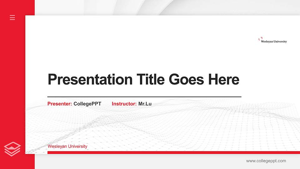 Wesleyan University Thesis Proposal/Graduation Defense PPT Template16:9 ratio PPT effect preview image