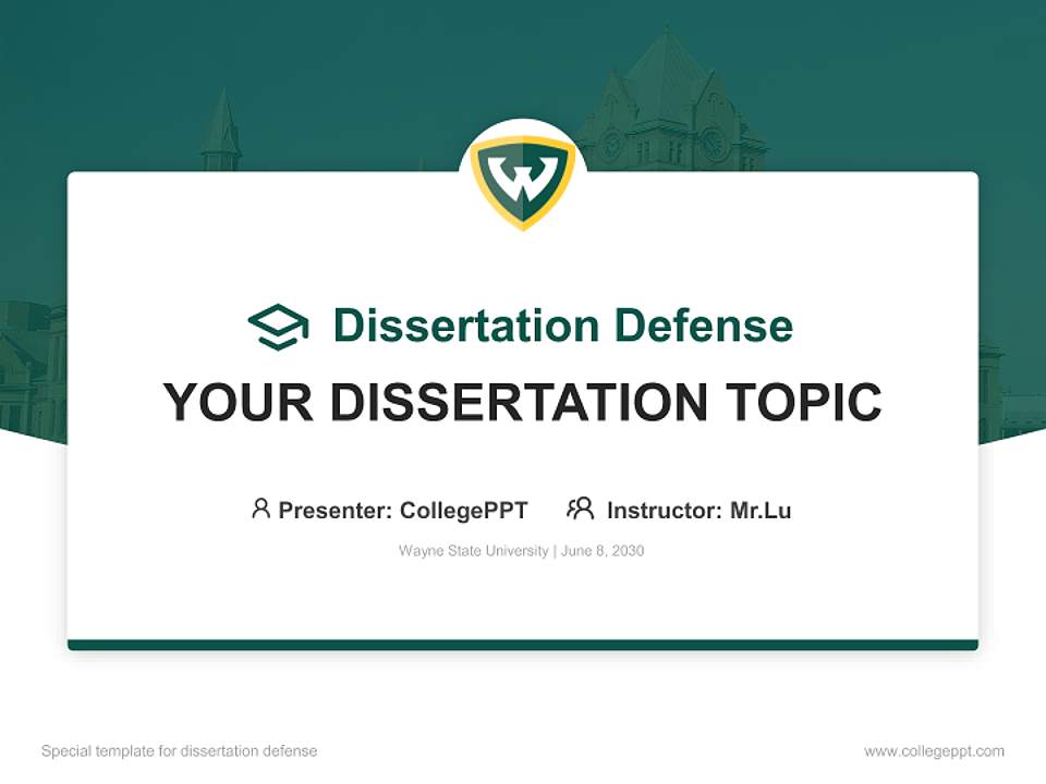 Wayne State University Graduation Thesis Defense PPT Template4:3 ratio PPT effect preview image7