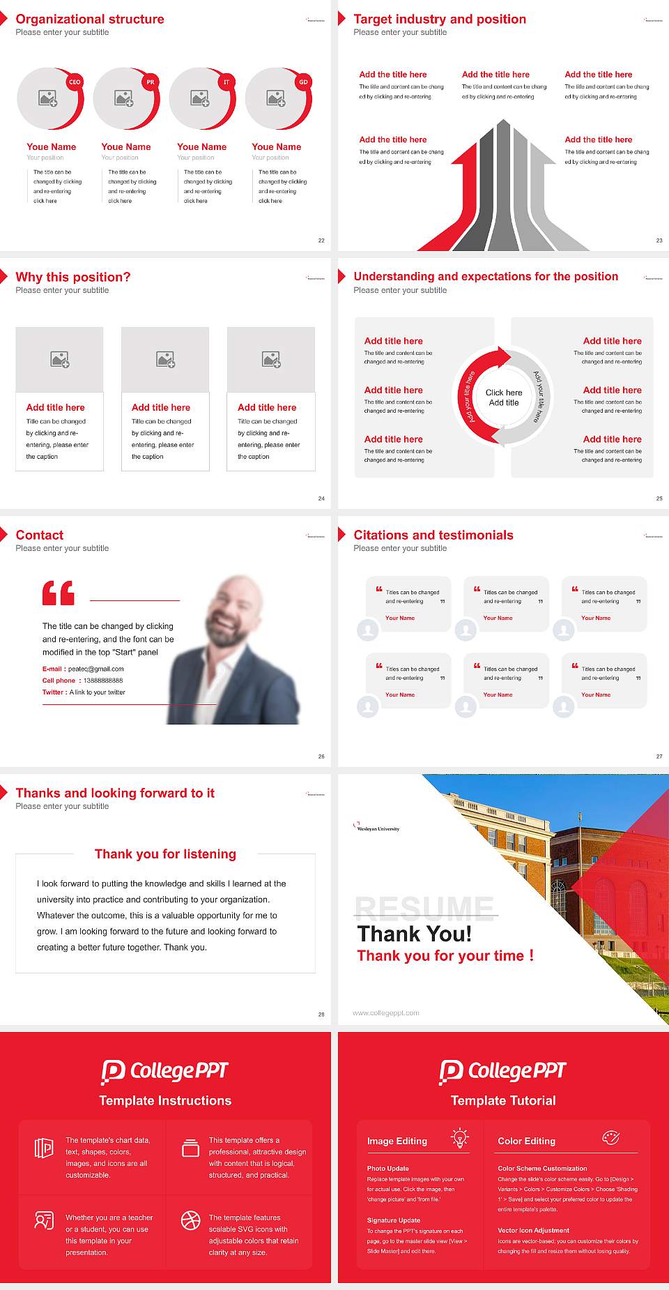 Wesleyan University Resume PPT Template4:3 ratio PPT effect preview image4