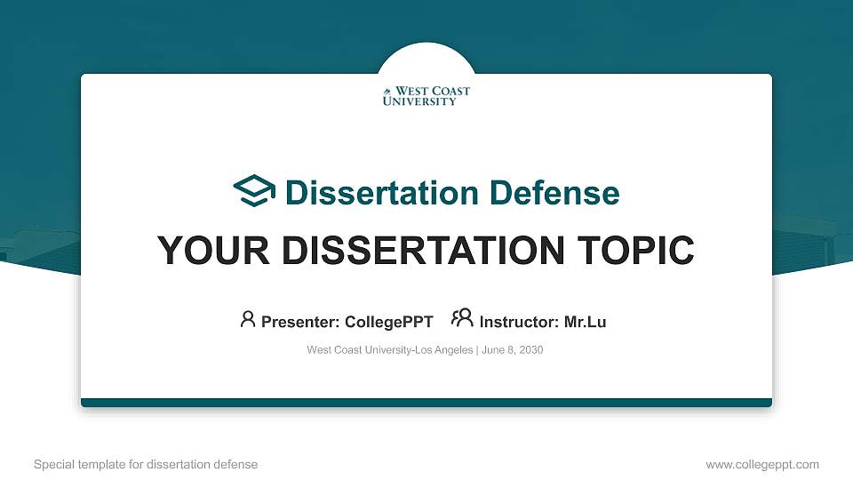 West Coast University-Los Angeles Graduation Thesis Defense PPT Template16:9 ratio PPT effect preview image
