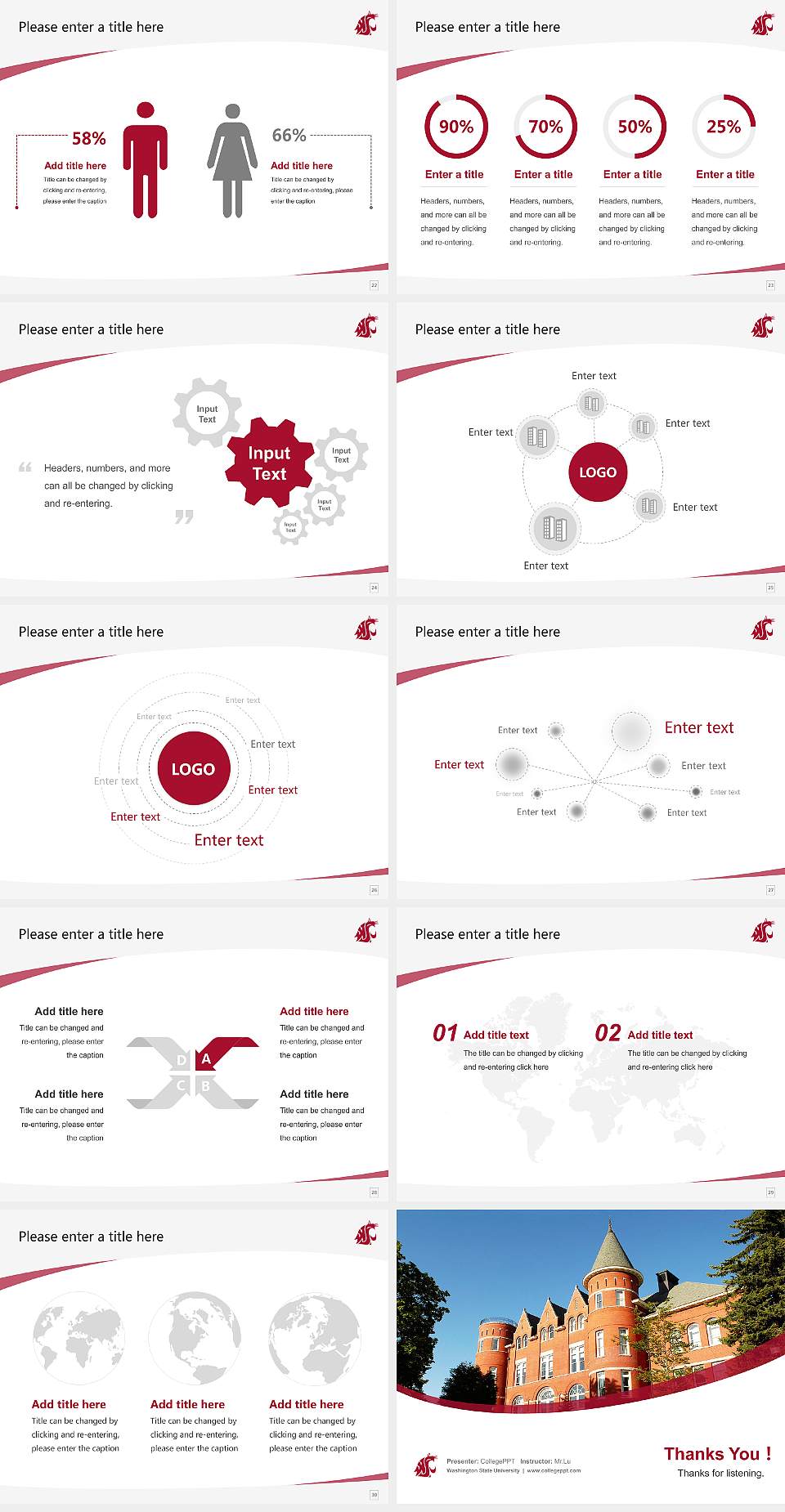 Washington State University Course/Courseware Creation PPT Template4:3 ratio PPT effect preview image4