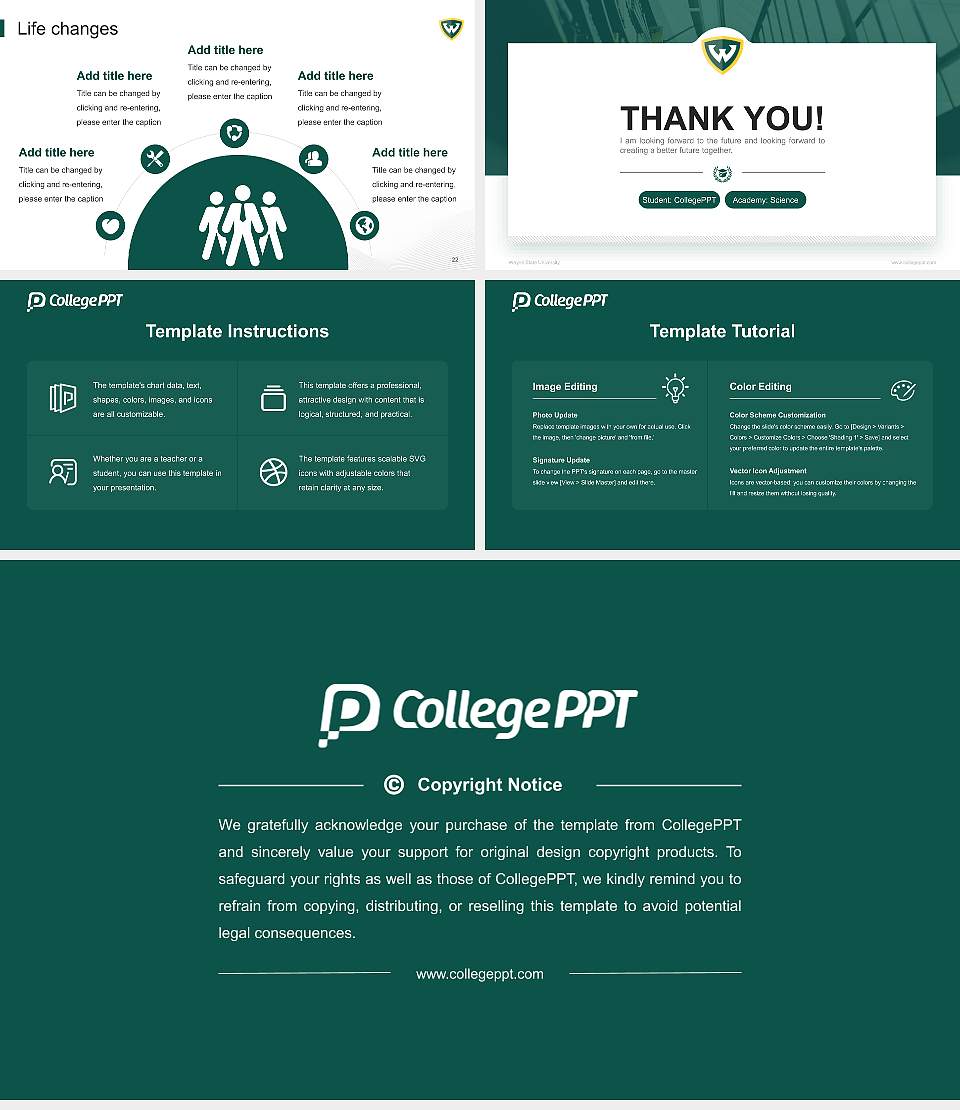 Wayne State University National Scholarship Defense PPT Template16:9 ratio PPT effect preview image4