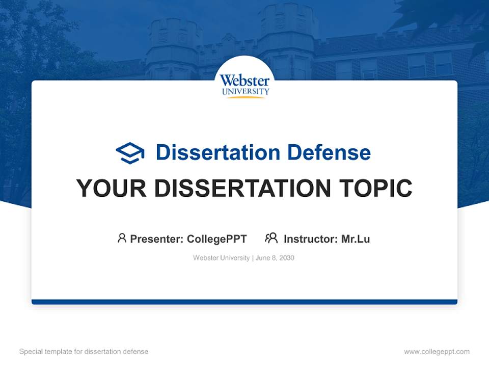 Webster University Graduation Thesis Defense PPT Template4:3 ratio PPT effect preview image7