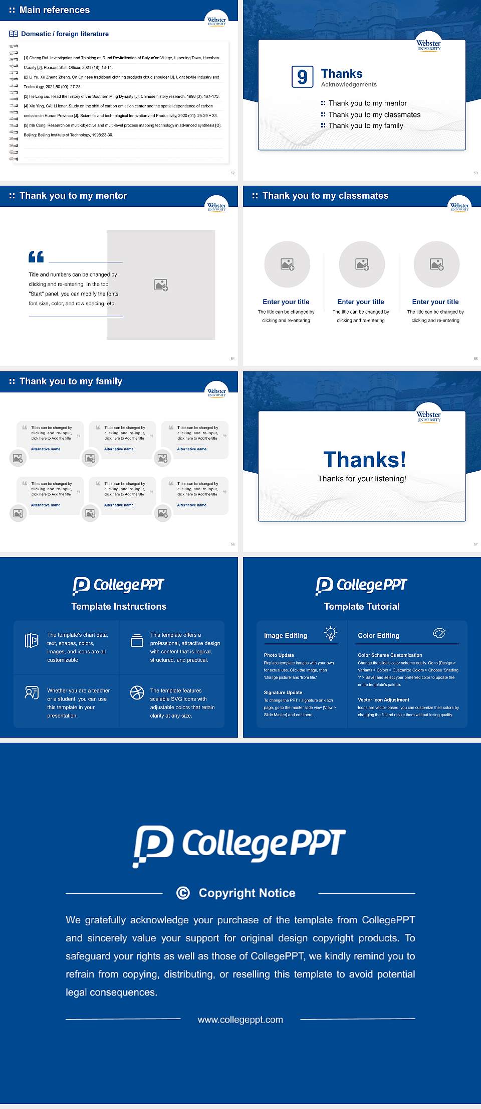 Webster University Graduation Thesis Defense PPT Template4:3 ratio PPT effect preview image7