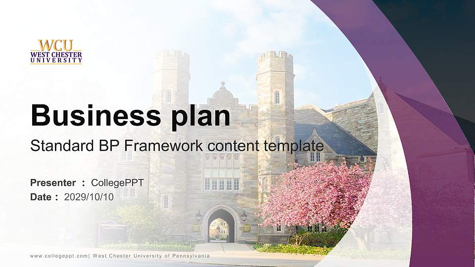 West Chester University of Pennsylvania Competition/Entrepreneurship Contest PPT Template16:9 ratio PPT effect preview image