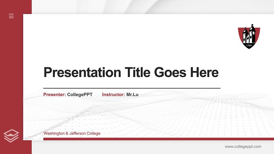 Washington & Jefferson College Thesis Proposal/Graduation Defense PPT Template16:9 ratio PPT effect preview image