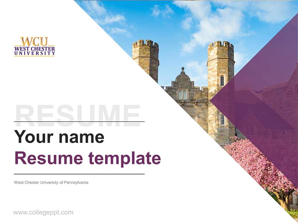 West Chester University of Pennsylvania Resume PPT Template4:3 ratio PPT effect preview image5