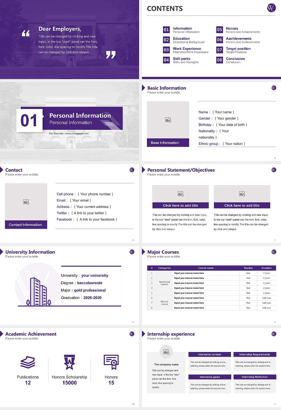 Wesleyan College Resume PPT Template16:9 ratio PPT effect preview image2