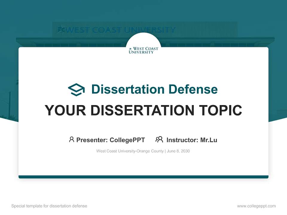 West Coast University-Orange County Graduation Thesis Defense PPT Template4:3 ratio PPT effect preview image7