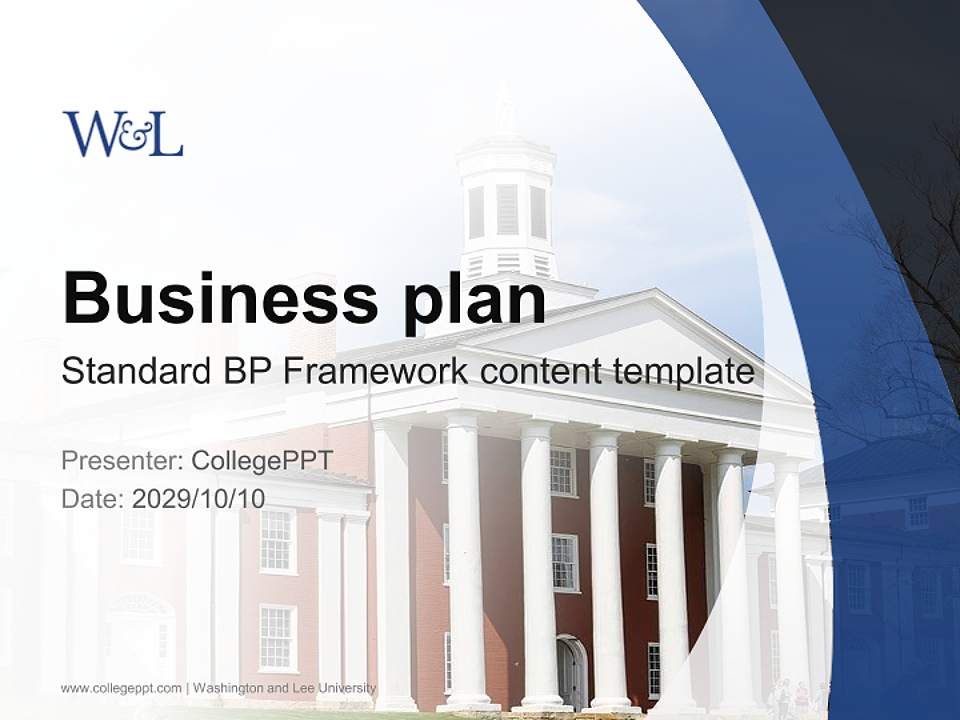 Washington and Lee University Competition/Entrepreneurship Contest PPT Template4:3 ratio PPT effect preview image9