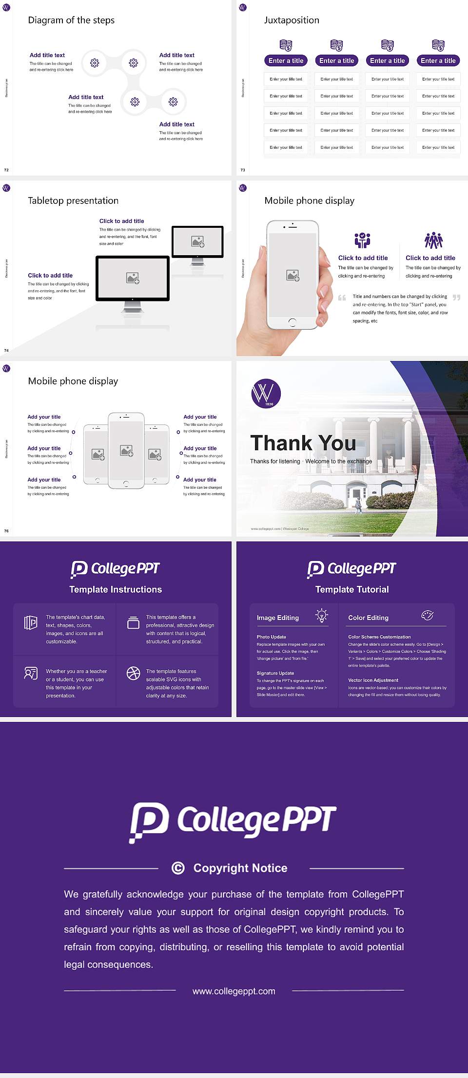 Wesleyan College Competition/Entrepreneurship Contest PPT Template4:3 ratio PPT effect preview image9
