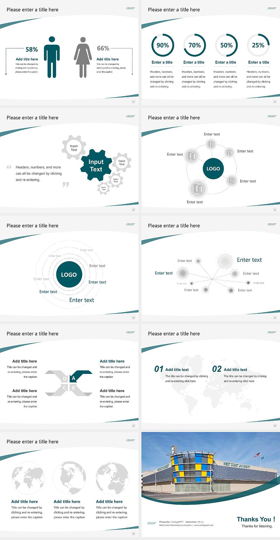 West Coast University-Los Angeles Course/Courseware Creation PPT Template4:3 ratio PPT effect preview image4