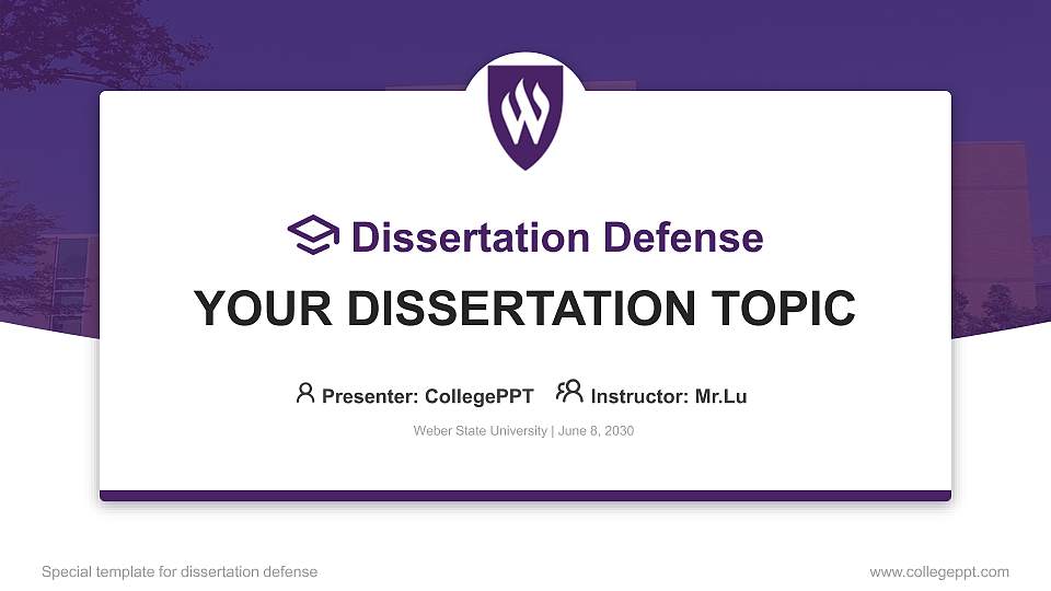 Weber State University Graduation Thesis Defense PPT Template16:9 ratio PPT effect preview image1