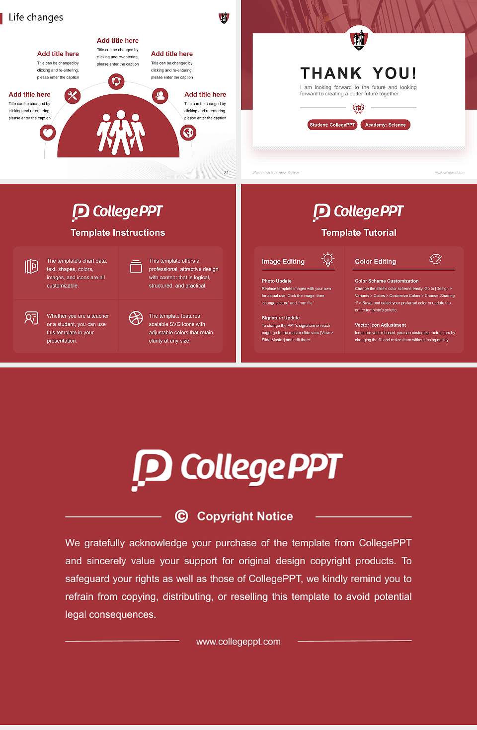 Washington & Jefferson College National Scholarship Defense PPT Template4:3 ratio PPT effect preview image4