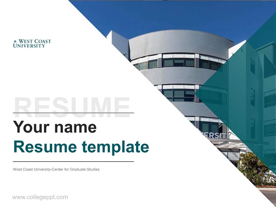 West Coast University-Center for Graduate Studies Resume PPT Template4:3 ratio PPT effect preview image5