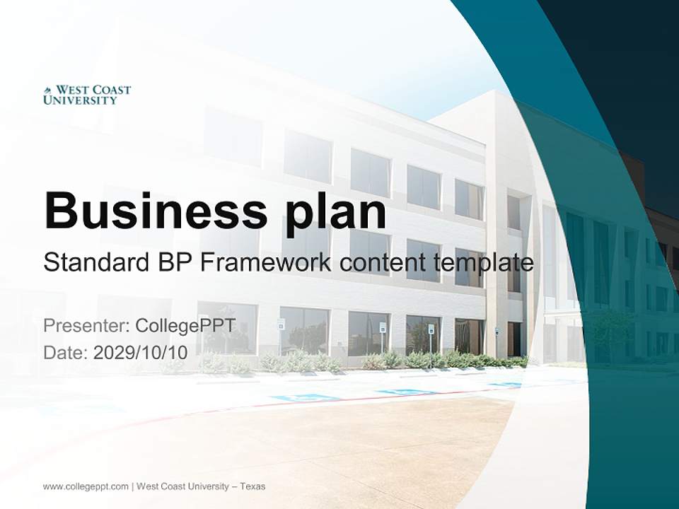 West Coast University – Texas Competition/Entrepreneurship Contest PPT Template4:3 ratio PPT effect preview image9