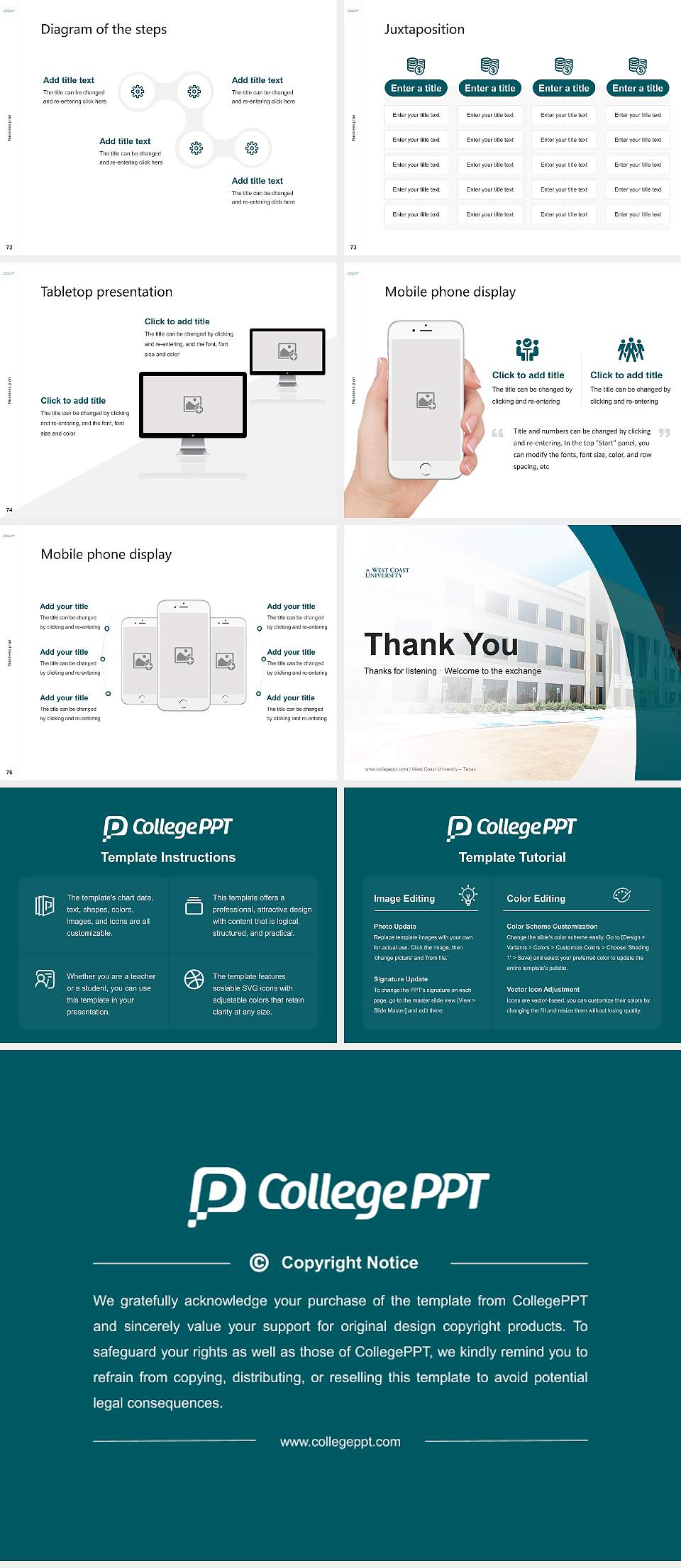West Coast University – Texas Competition/Entrepreneurship Contest PPT Template4:3 ratio PPT effect preview image9