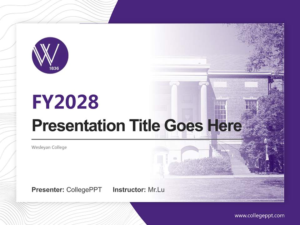Wesleyan College Academic Presentation/Research Findings Report PPT Template4:3 ratio PPT effect preview image5