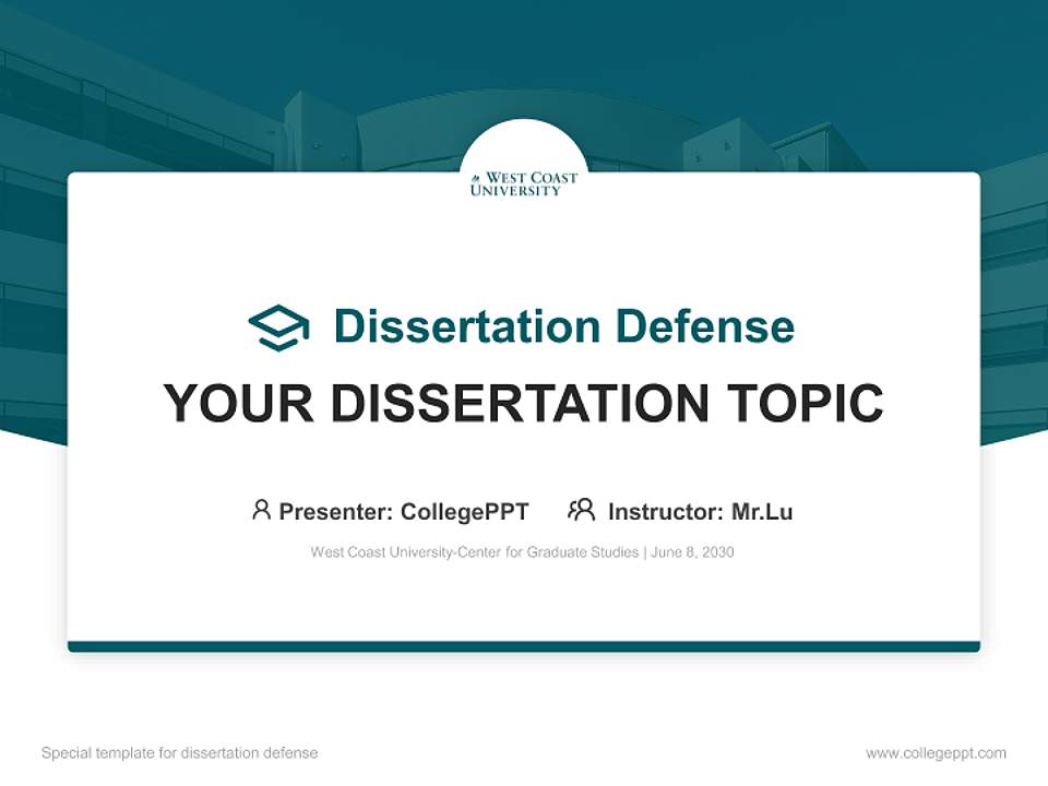 West Coast University-Center for Graduate Studies Graduation Thesis Defense PPT Template4:3 ratio PPT effect preview image7
