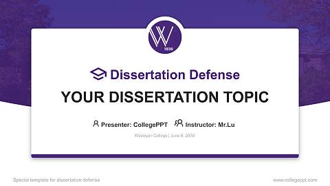 Wesleyan College Graduation Thesis Defense PPT Template