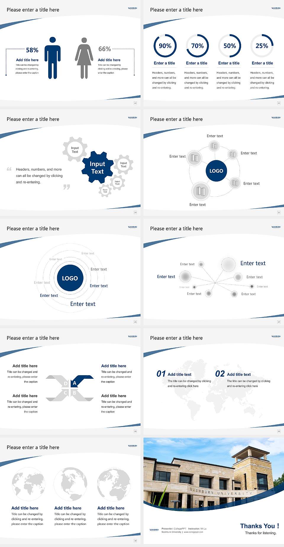 Washburn University Course/Courseware Creation PPT Template4:3 ratio PPT effect preview image4