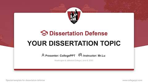 Washington & Jefferson College Graduation Thesis Defense PPT Template