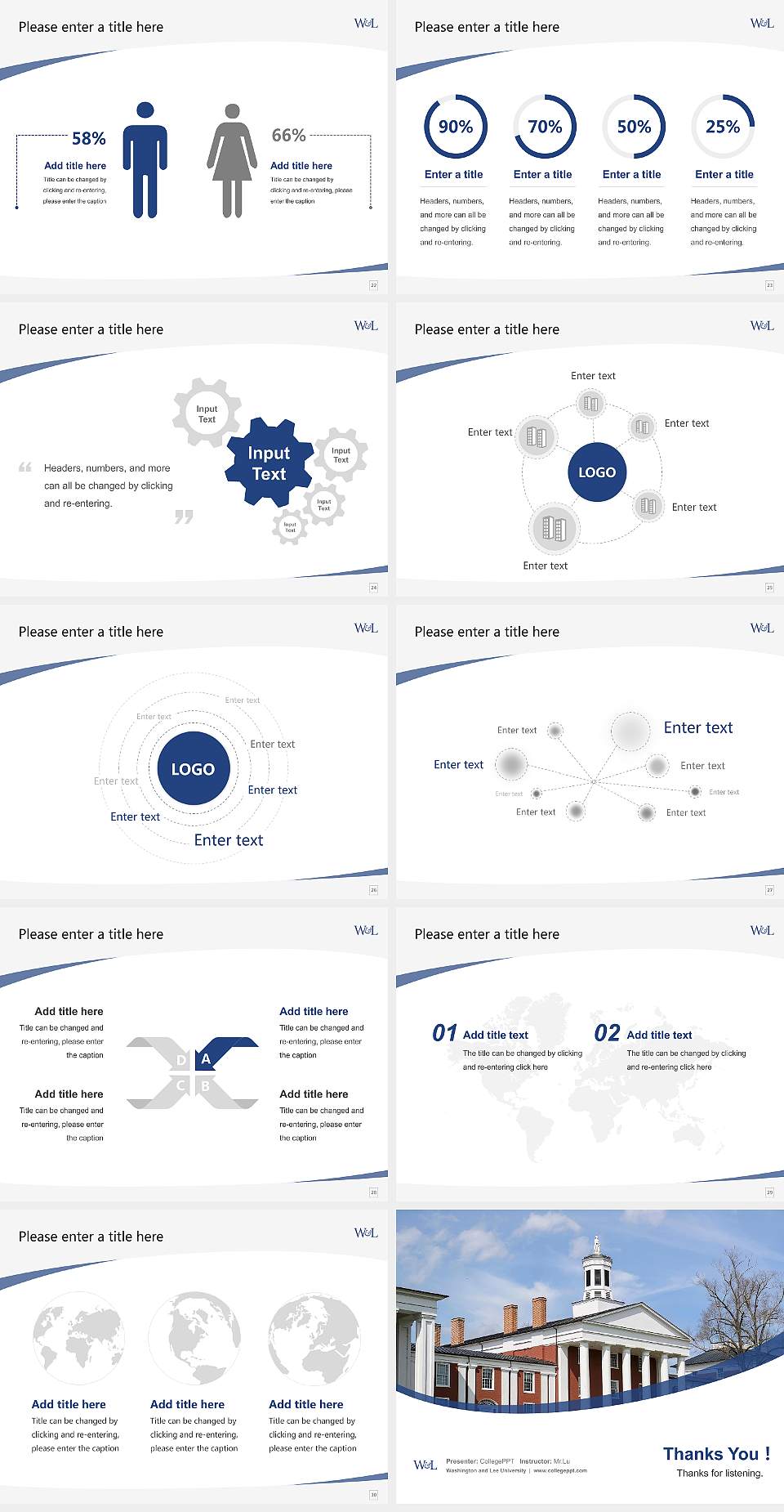 Washington and Lee University Course/Courseware Creation PPT Template4:3 ratio PPT effect preview image4